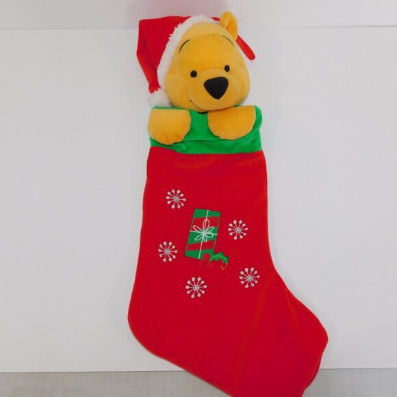 VTG Disney Winnie the Pooh 22" Plush Velour Feel Christmas Holiday Stocking - Picture 1 of 6